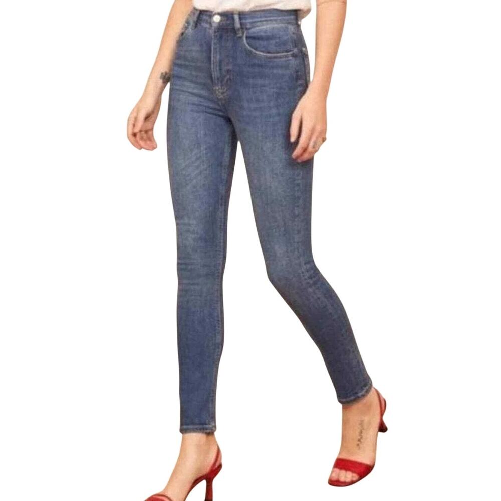 Reformation Harper Skinny Jeans Womens 24 Blue Destin Wash High Rise Casual Chic